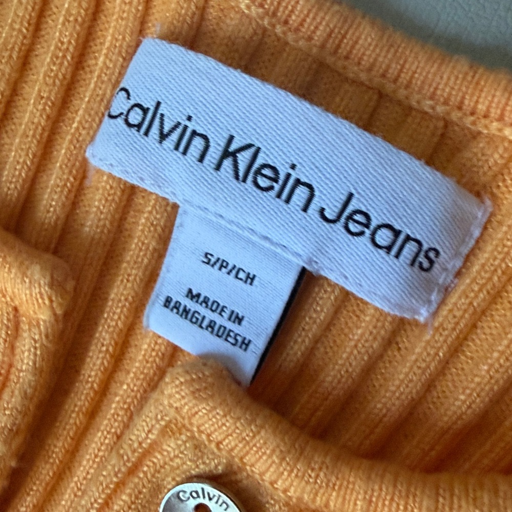 Orange Ribbed Button-Up Tank Top Calvin Klein Jeans - Picture 3 of 5